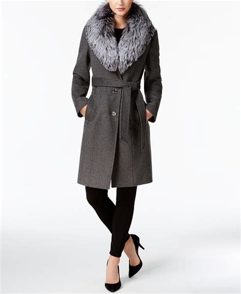 michael kors fox fur trim walker coat|Michael Kors Fox.